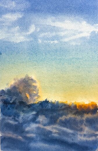 100 dagar av sol, dag 38. Akvarell, 18 × 26 cm.