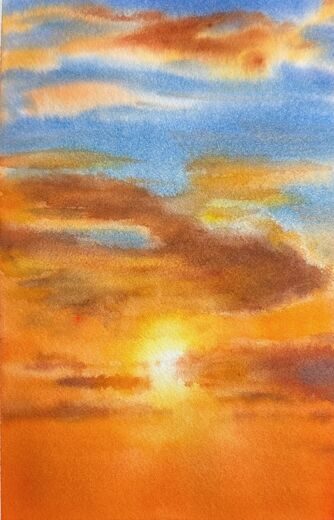 100 dagar av sol, dag 95. Akvarell, 18 × 26 cm.